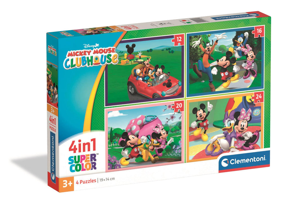 Puzzle Clementoni, Mickey Mouse Clubhouse, set 4 în 1, 12–24 piese, 3+ ani