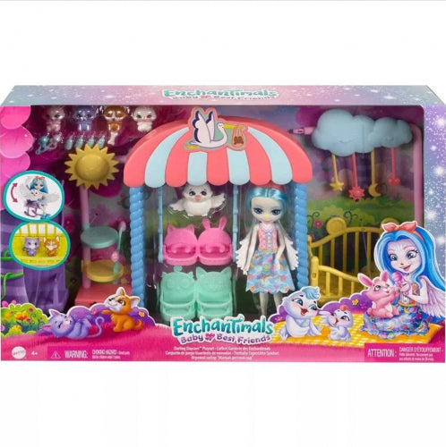 Set de joacă Mattel Enchantimals Baby Best Friends, Darling Daycare, păpușă și figurine, 4+ ani