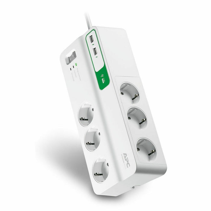 Placă de circuit Prize 6 Puncte de Conectare cu Întrerupător APC PM6U-GR Alb 2300 W