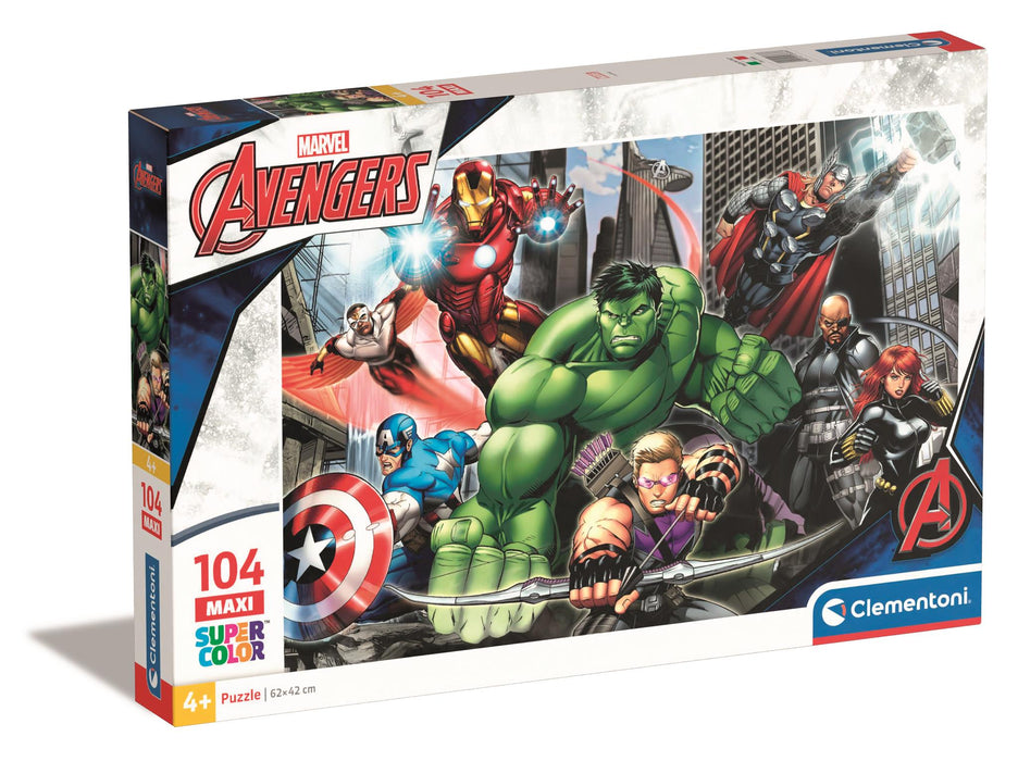 Puzzle Clementoni Marvel The Avengers, 104 piese Maxi, 4+ ani, 62 x 42 cm