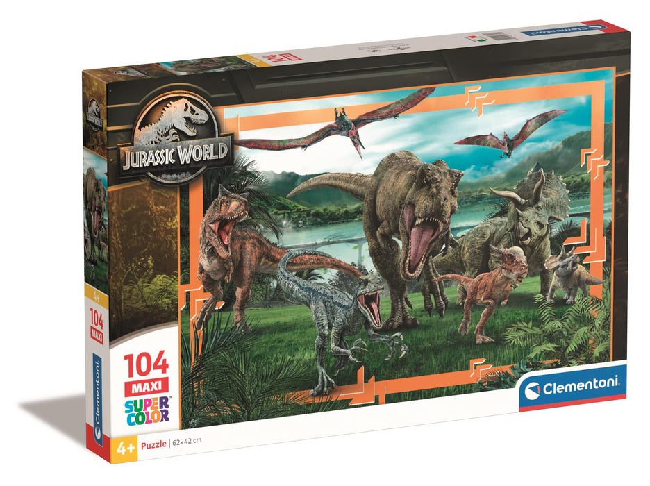 Puzzle Clementoni Jurassic World, 104 piese, 4+ ani, 62 × 42 cm