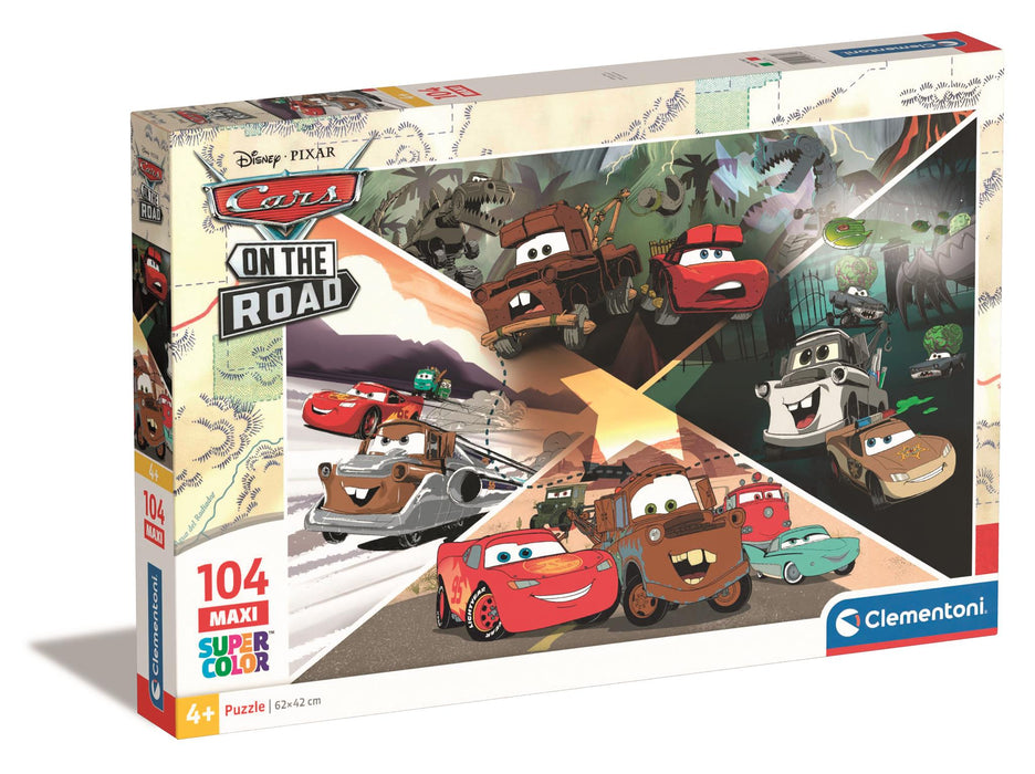 Puzzle Clementoni Disney Pixar Cars On the Road, 104 piese, 4+ ani, 62 x 42 cm