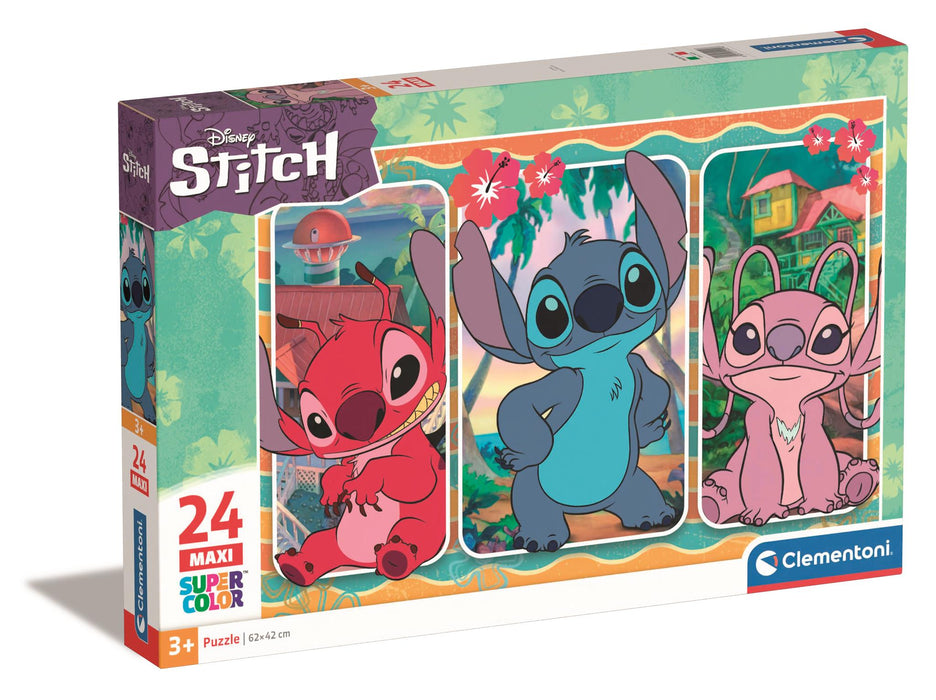 Puzzle Clementoni Disney Stitch Super Color, 24 piese, 3+ ani, 62 x 42 cm