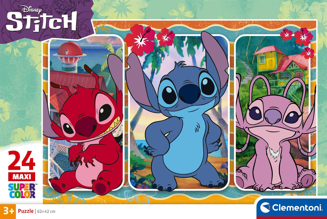 Puzzle Clementoni Disney Stitch Super Color, 24 piese, 3+ ani, 62 x 42 cm