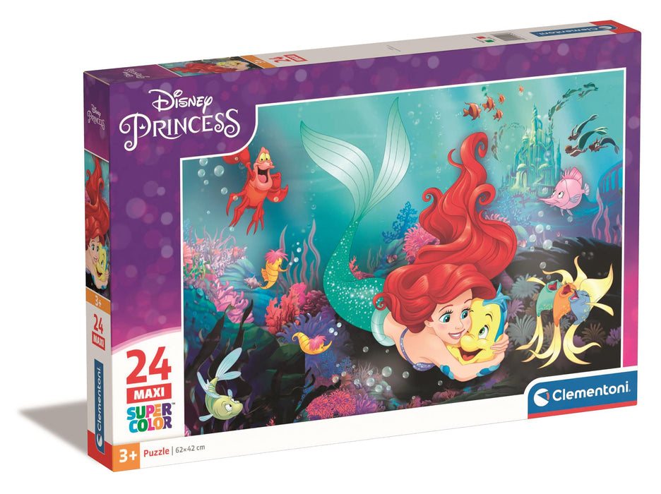 Puzzle Clementoni Disney Princess, Mica Sirenă, 24 de piese Maxi, 3+ ani, 62 x 42 cm