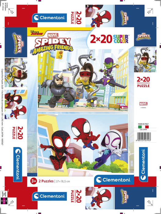 Puzzle Clementoni, Spidey and His Amazing Friends, 2 x 20 piese, 3+ ani