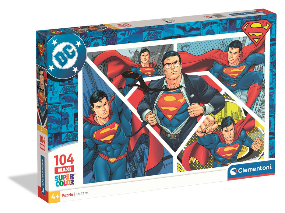 Puzzle Clementoni Superman Super Color, 104 piese, 4+ ani, 62 x 42 cm