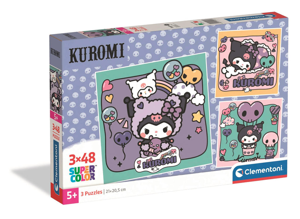 Puzzle Clementoni Kuromi, 3 × 48 piese, 5+ ani, 21 × 20,5 cm