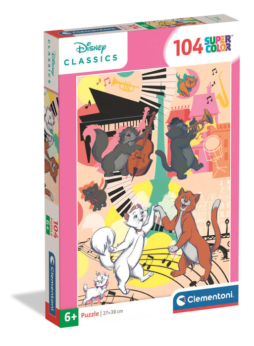 Puzzle Clementoni Disney Classics, Pisicile Aristocrate, 104 piese, 6+ ani, 27 × 38 cm