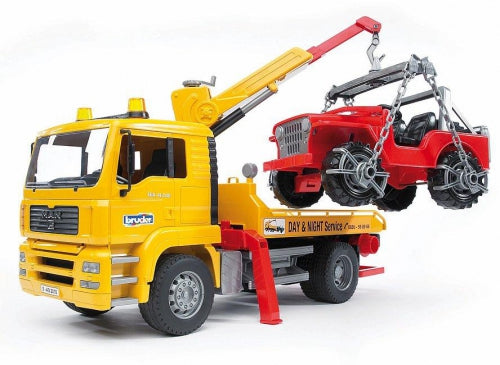Set camion de depanare Bruder MAN TGA, cu vehicul de teren
