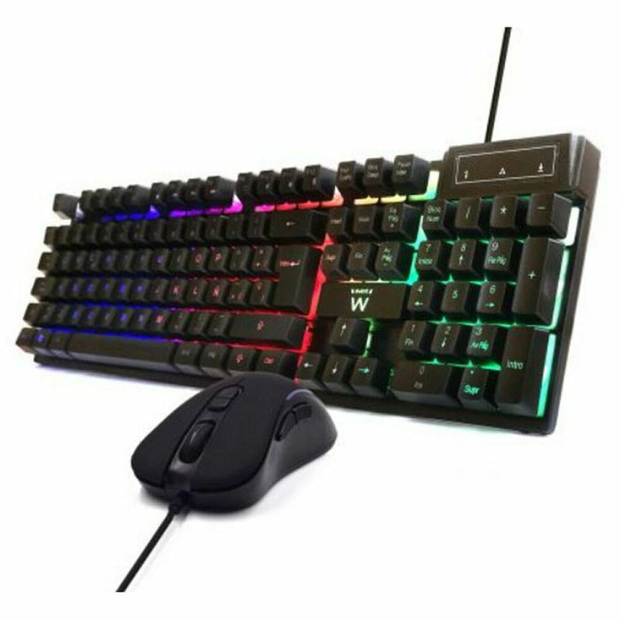 Tastatură și Mouse Ewent PL3201 Negru Multicolor Qwerty Spaniolă