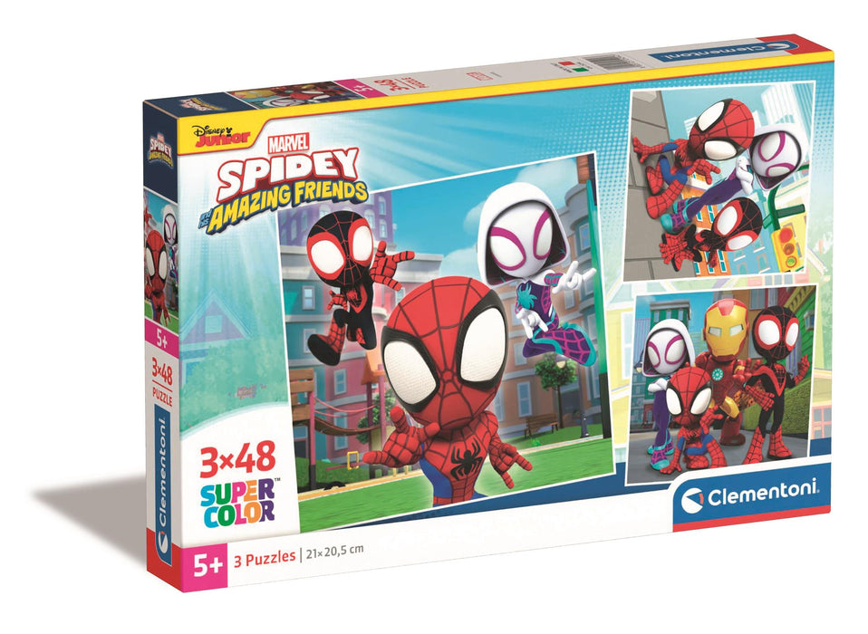 Puzzle Clementoni Marvel Spidey & His Amazing Friends, 3 × 48 piese, 5+ ani