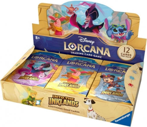 Display de pachete de cărți Ravensburger Disney Lorcana Into the Inklands, 24 pachete, 12 cărți/pachet, 8+ ani