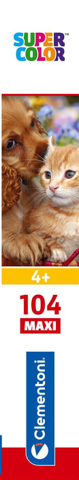 Puzzle Clementoni Cute Friends, Pisică și cățel, 104 piese, 4+ ani, 62 x 42 cm