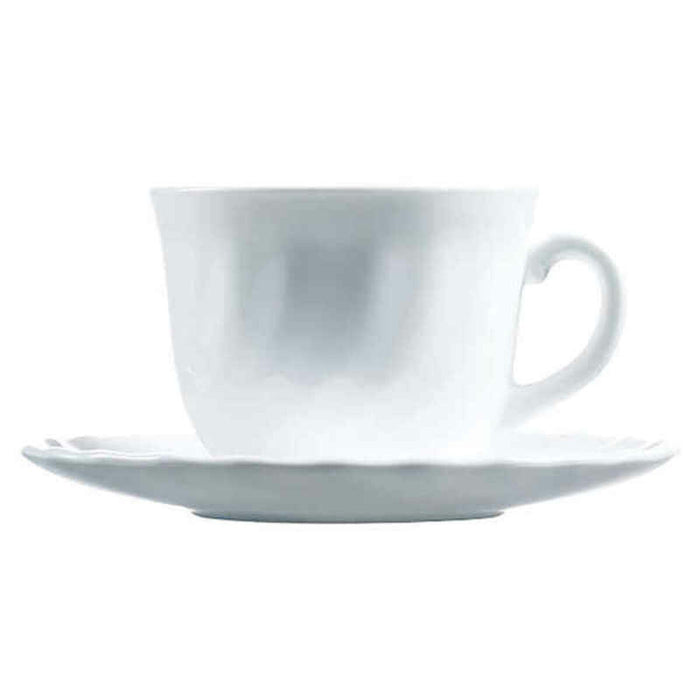 Set de Cești cu Farfurii Luminarc Trianon (4 pcs) Alb Sticlă 280 ml 4 Piese
