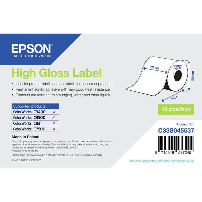 Rolă de Hârtie Termică Epson C33S045537 (1 Unități)