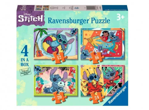 Puzzle Ravensburger Disney Stitch, 4 puzzle-uri, 12–24 piese, 3+ ani