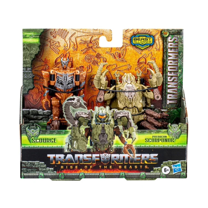 Set de figurine Hasbro Transformers Rise of the Beasts, Scourge și Predacon Scorponok, 6+ ani