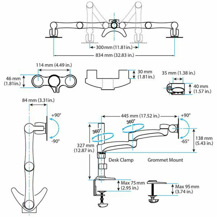 Suport de Masă pentru Ecran Startech ARMDUAL Negru 24"