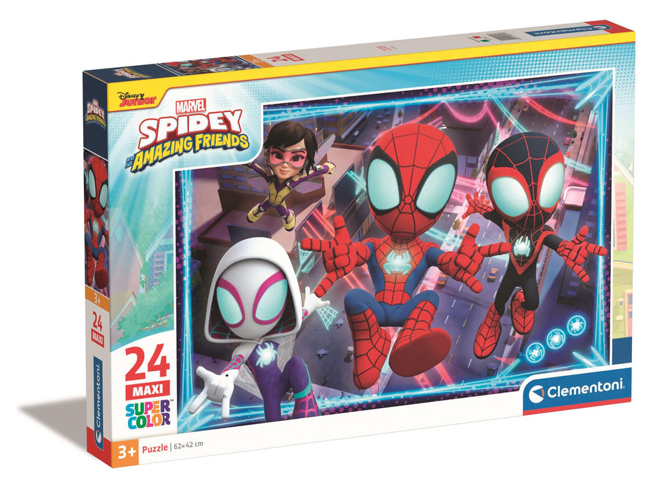 Puzzle Clementoni Spidey and His Amazing Friends, 24 piese maxi, 3+ ani, 62 × 42 cm