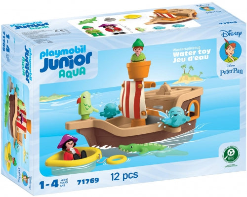 Set de joacă Playmobil Junior Aqua Disney Peter Pan, corabie de pirați, 12 piese, 1–4 ani