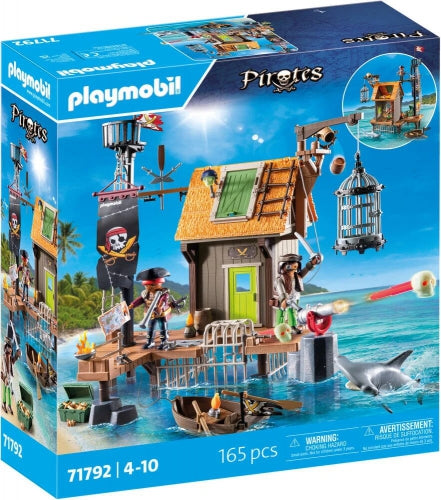 Set de joacă Playmobil Pirates, Portul piraților și ascunzătoarea cu închisori, 165 de piese, 4–10 ani