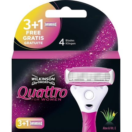 Aparat de ras pentru femei Wilkinson Sword Quattro, alb-roz
