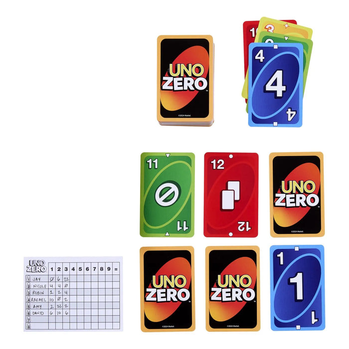 Joc de cărți Mattel UNO Zero, 2-8 jucători, 7+ ani, în limba engleză
