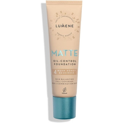 Fond de ten mat Lumene Matt Control Oil Free, acoperire completă, 30ml, Warm Honey