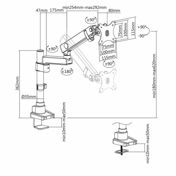 Suport de Masă pentru Ecran V7 DMPRO2TA-3E