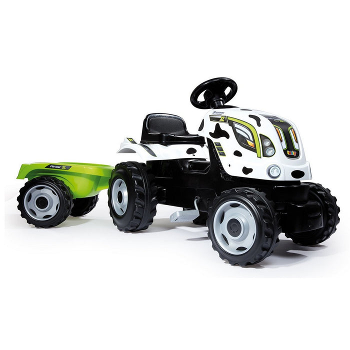 Tractor Smoby Pedal Tractor Farmer XL Cow + Trailer Alb
