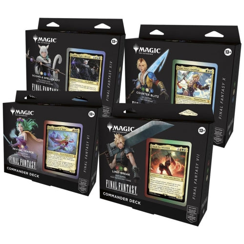 Joc de cărți Magic the Gathering, Final Fantasy Commander Decks, display cu 4 pachete, 13+ ani