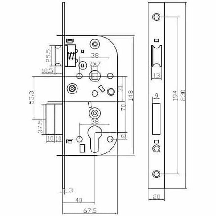 Încuietoare de mortar Yale 6,2 x 2 x 23 cm Oțel
