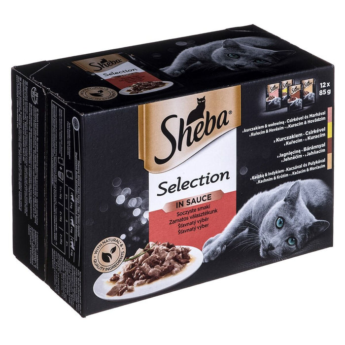 Mâncare pentru pisici Sheba Selection in Sauce Pui Curcan Vițel Carne de oaie 85 g