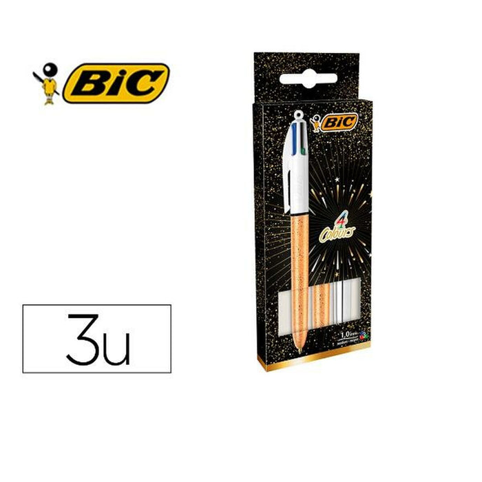 Stilou cu cerneală lichidă Bic 992580 1 mm Multicolor Auriu* (3 Piese)