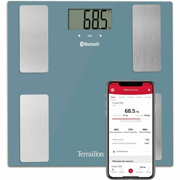 Cântar Inteligent Terraillon Smart Connect App Bluetooth 160 kg Albastru