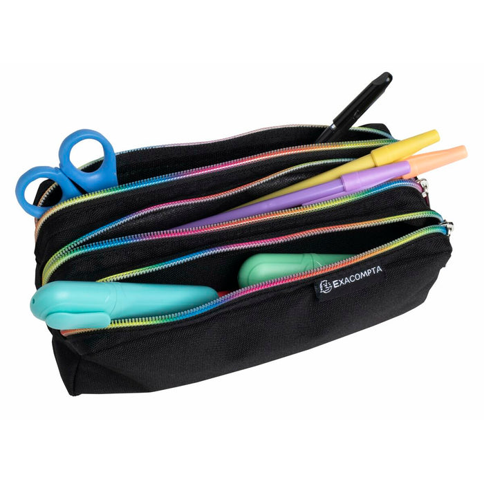 Penar triplu Exacompta Rainbow Negru 22,5 x 8 x 10 cm (6 Unități)