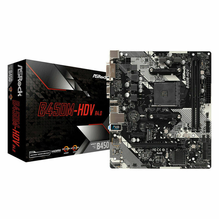 Placă de Bază ASRock B450M-HDV R4.0 AMD AM4 AMD B450 AMD