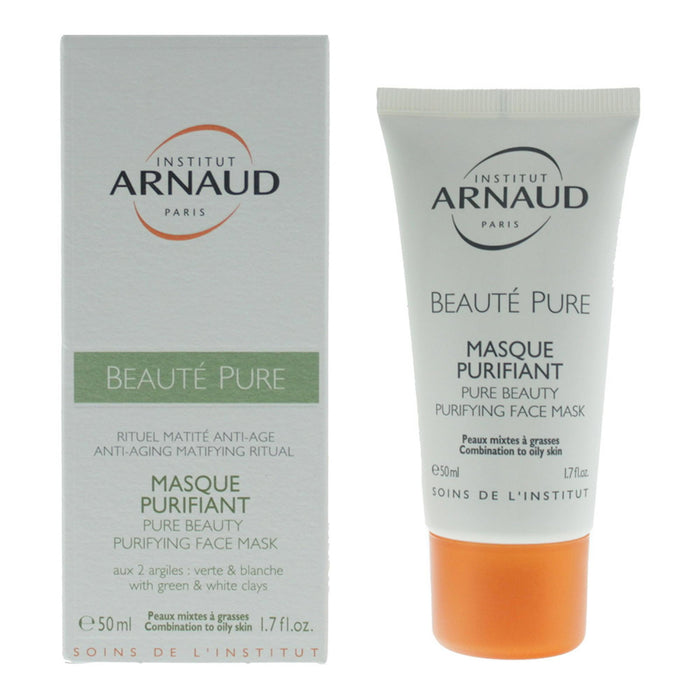 Mască de față cu argilă Institut Arnaud Pure Beauty, purifiantă, pentru ten mixt și gras, 50 ml