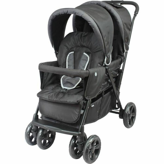 Cărucior de plimbat bebe Bambisol Geamănă Negru/Gri