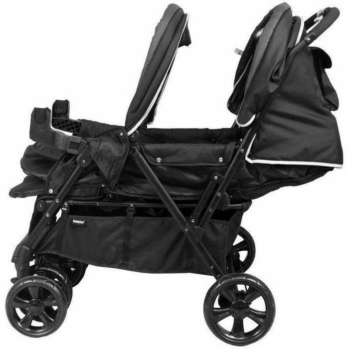 Cărucior de plimbat bebe Bambisol Geamănă Negru/Gri