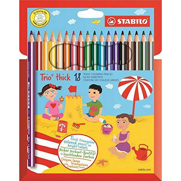Creioane culori Stabilo Trio Multicolor 18 Piese
