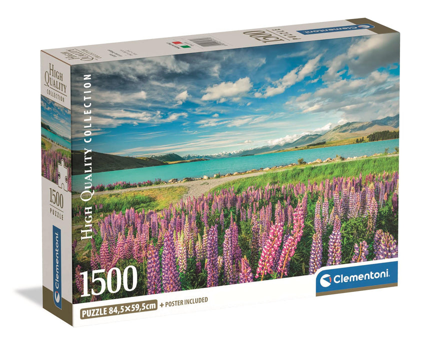 Puzzle Clementoni High Quality Collection, Lupins at Lake Tekapo, 1500 piese, 84,5 × 59,5 cm