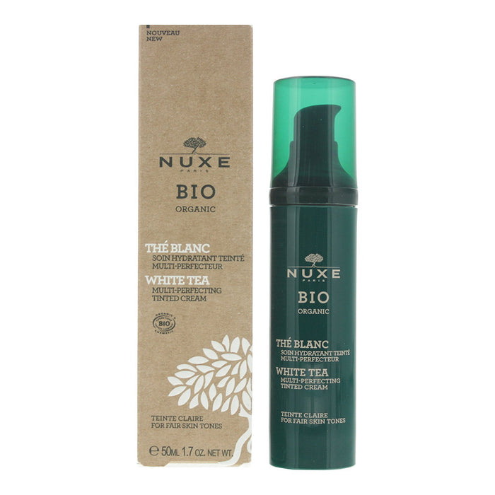 Cremă hidratantă colorată Nuxe Bio Organic White Tea, nuanța Teinte Claire, pentru ten deschis la culoare, 50 ml
