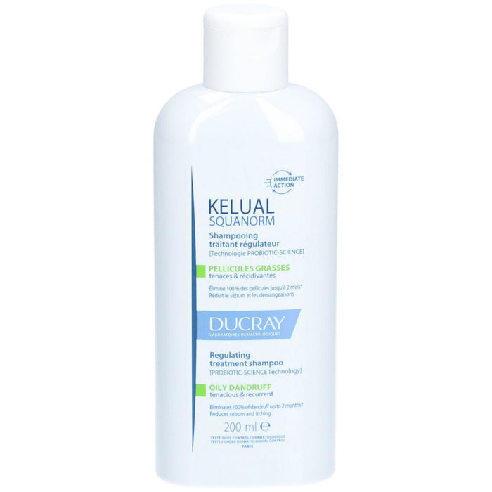 Șampon Ducray Kelual Squanorm, antimătreață și pentru controlul sebumului, pentru scalp cu mătreață grasă, 200 ml