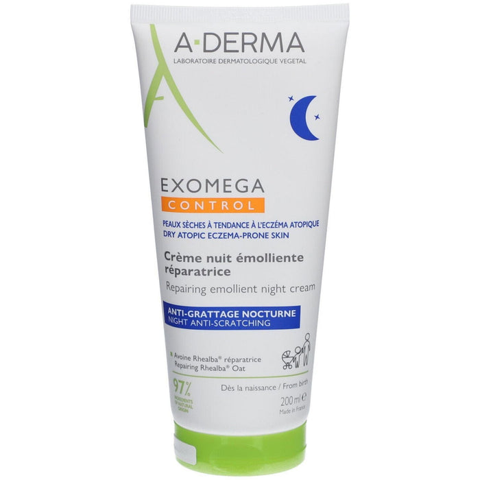 Cremă de noapte emolientă A-Derma Exomega Control, reparatoare, pentru față, 200 ml