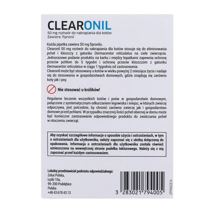 Picături Francodex Clearonil Purici și căpușe 3 x 50 mg