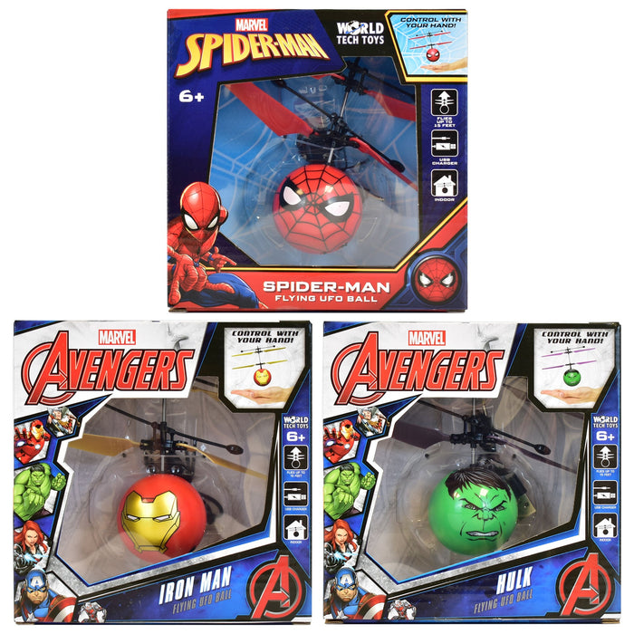 Jucărie zburătoare World Tech Toys Marvel Avengers, Flying UFO Ball, diverse modele, 6+ ani