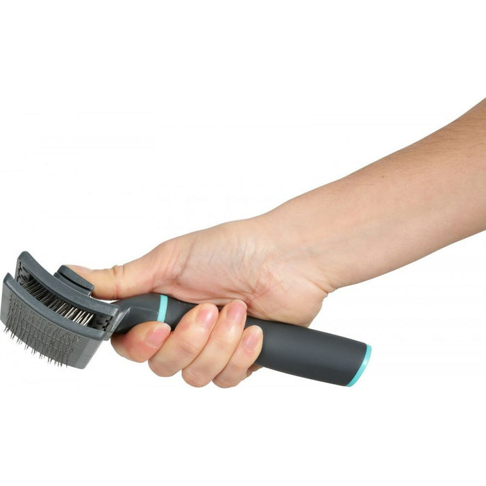 Perie Pentru Câini Zolux Anah Среда Retractabil Turquoise Negru/Albastru