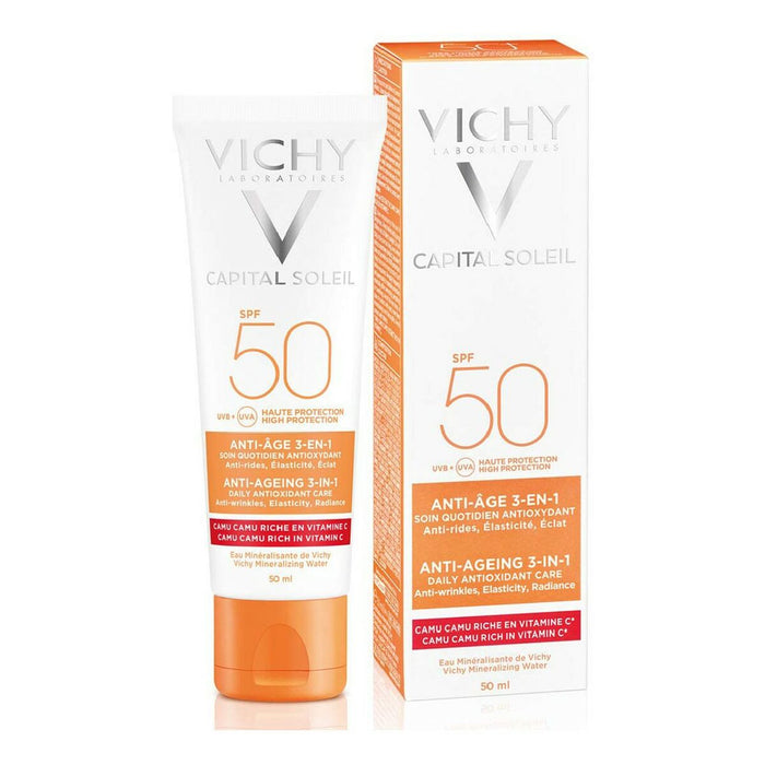 Protector Solar de Față Capital Soleil Vichy VCH00115 Spf 50 50 ml 3 în 1 Anti-aging